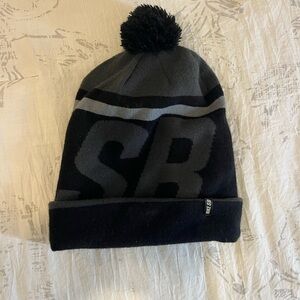 Nike SB Black and Gray Beanie with Pom Pom